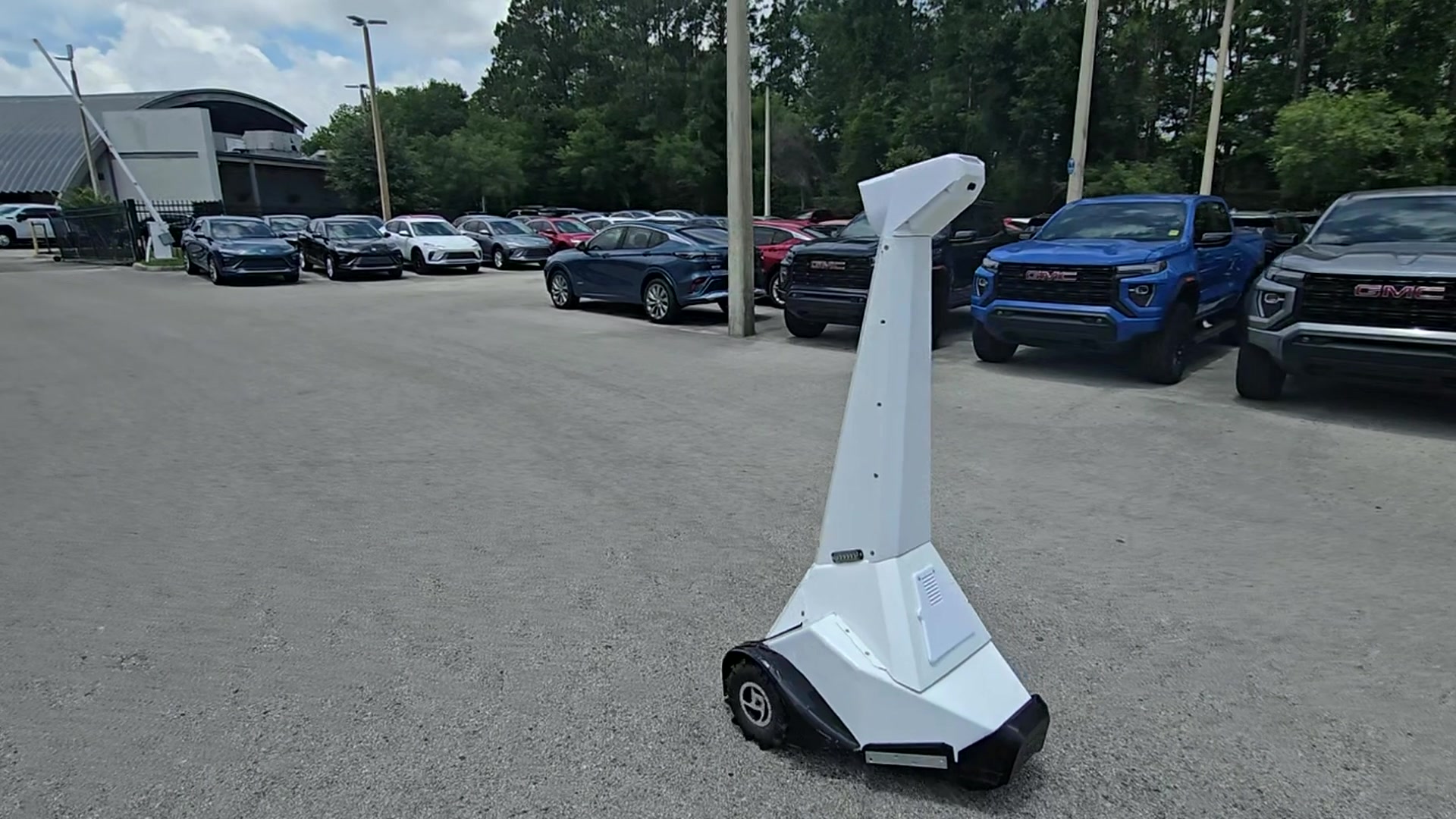 Guardian security robot at a dealership lot